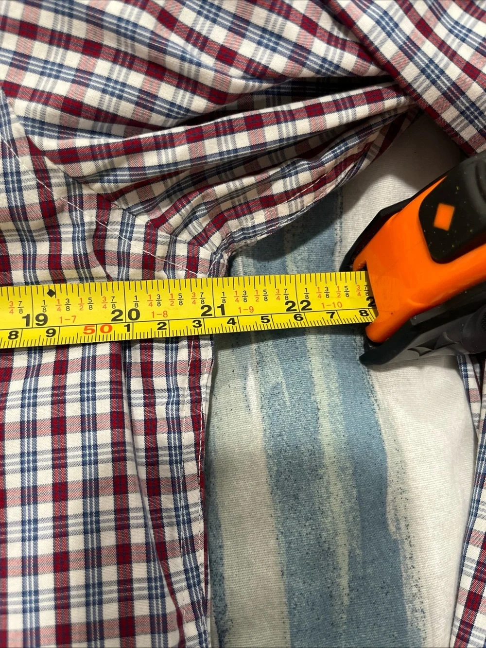 Banana Republic Red & Blue Non Iron Slim Fit Checked Dress Shirt Medium